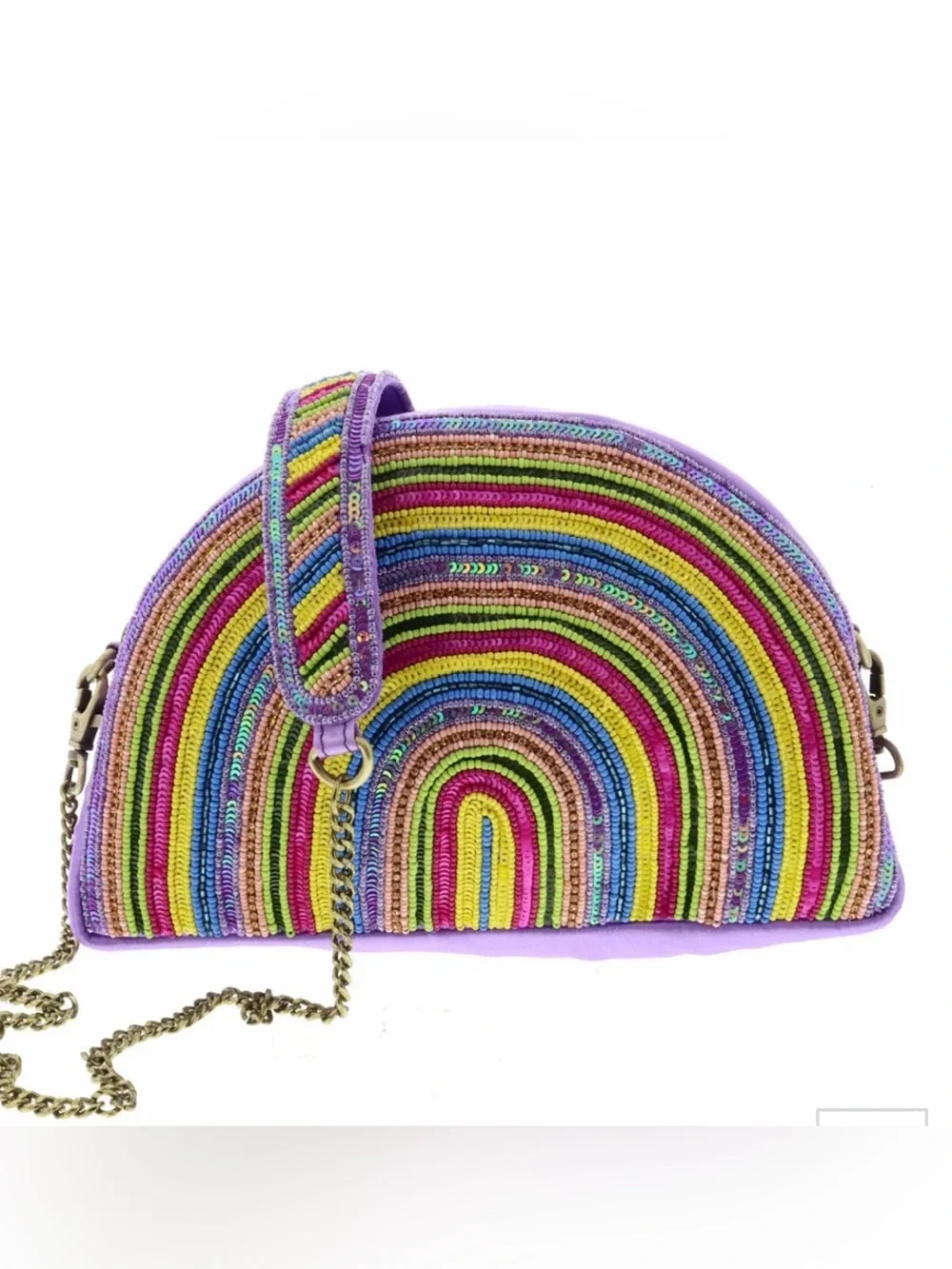 New with tags Beaded Rainbow Half-Moon Crossbody Bag - Purple